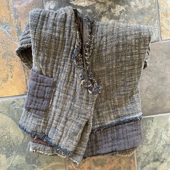 100% Cotton Double Sided Vest, OS, brown/khaki color - Picture 10 of 11